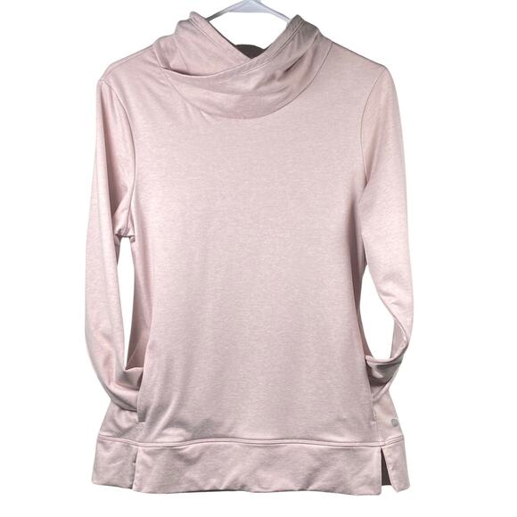 Apana Mock Neck Athletic Top Women's Size M Thumb Hole Long Sleeve Pockets Pink - Picture 1 of 5
